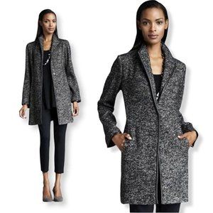 Eileen Fisher Sz L Black Tweed & Leather Lighter … - image 1